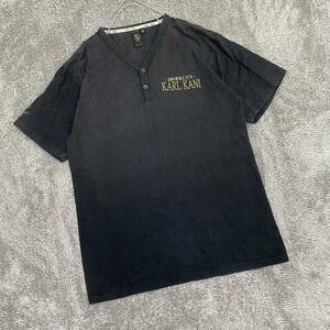 KARL KANI カールカナイ Tシャツ 半袖カットソー サイズXL ブラック 黒 メンズ トップス 最落なし （B19）