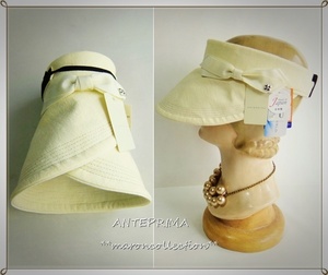 未使用 * アンテプリマ リネン100% 日本製 くるくる収納できる サンバイザー 帽子 * 日傘用１級遮光生地使用 遮光UV遮熱 サマーシールド
