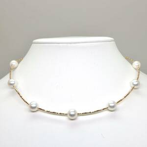 良質!!◆K18 アコヤ本真珠ネックレス◆M 約8.6g 約40.0cm 8.0-8.5mm珠 pearl パール jewelry necklace ジュエリー EA1/EA6