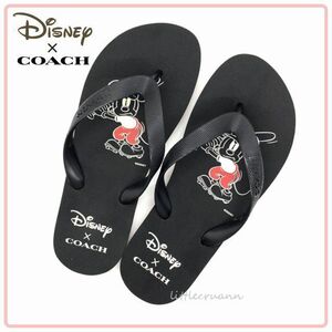 US 7/24.0cm◆日本限定◆Disney×COACH コラボ ビーチサンダル /野球 ミッキーマウス ZAK DISNEY FLIP FLOP G5271 国内正規 (9882)