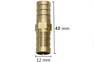 即決★　真鍮製　ホース　ストレート　コネクター1個　直径12×長さ42ｍｍ　　配管　チューブ　エアー　継手　（品番：SP-17）