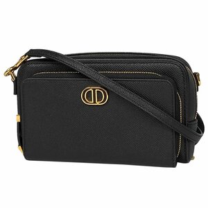 クリスチャンディオール Christian Dior ロゴ ショルダーバッグ 2WAY カロ ダブルポーチ レザー ブラック S7431UBAE レディース 【中古】