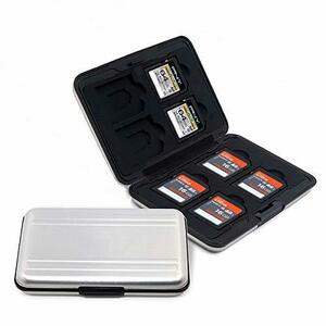 YFFSFDC マイクロ SDカード 収納 16枚 ブラック アルミ メモリー カードケース 両面 収納 タイプ SDカード収納ケース 防塵 防