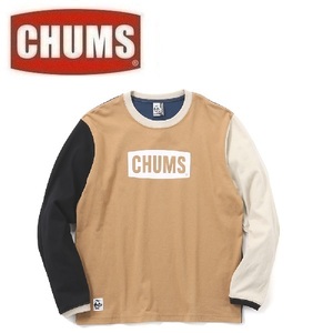 CHUMS チャムス ロゴブラッシュドロングTシャツ ベージュクレイジー XXL　CH01-2302　メンズ　長袖　ロンＴ　アウトドア