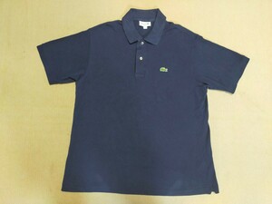 超特価!BEAMS購入!日本製!良好即決!LACOSTE ラコステ L1212 メンズ 鹿の子 コットン 半袖 ポロシャツ NAVY 無地 size 5 