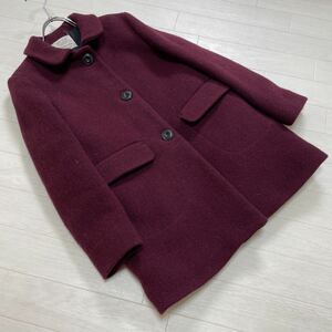 ザラ ガール ZARA girl キッズ 女の子 ウールコート 中綿コート アウター えんじ色 サイズ140cm 美品