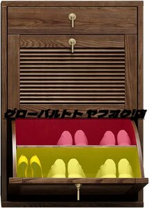 玄関収納靴箱 シューズボックス レトロな入口の下駄箱 靴キャビネット 大容量収納転倒靴キャビネット 玄関靴オーガナイザー 63x25x83cm