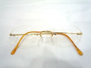 1000円スタート 眼鏡 RUBIANT 3001 52□18-140 K18 フレーム無 度入り眼鏡 総重量約16.5g めがね メガネ 3 □AA1005