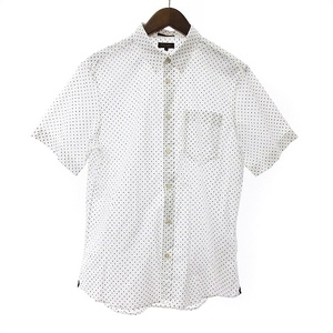 ポールスミス COLLECTION シャツ 半袖 レギュラーカラー 前開き ポケット コットン 水玉 ドット 白 ホワイト L ■SM1 メンズ