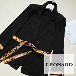 M4【極上のシルクのツヤ感】参考価格8万 未使用品級●LEONARD PARIS●ショールニットカーディガン●レオナール レディース トップス