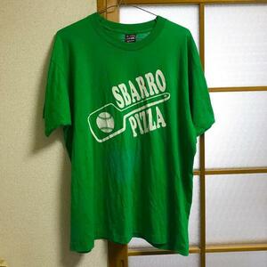 FRUIT OF THE LOOM ヴィンテージ　Tシャツ　90s 海外　訳あり　SBARRO PIZZA　プリントTシャツ　XLサイズ　緑色　グリーン