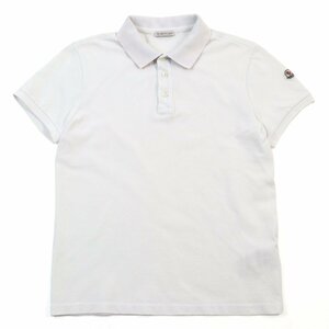 美品○モンクレール 2020年製 MAGLIA POLO MANICA CORTA コットン100% 襟ロゴ ロゴワッペン付き シェルボタン 半袖ポロシャツ 白 S 正規品