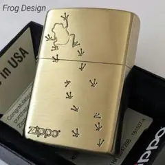 カエル ZIPPO　足跡　ブラス　新品　送料無料　かえる　ジッポ　ライター