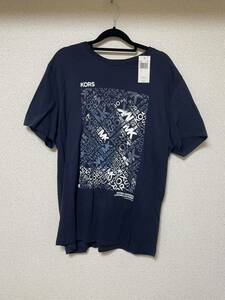 【新品】マイケルコース Michel kors SCATTERED LOGO TEE ニット Tシャツ ネイビー Lサイズ プリント ボックス