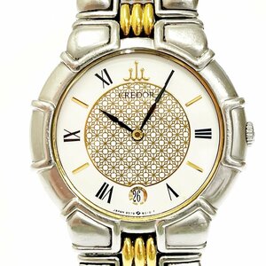 【1円スタート】SEIKO セイコー 9579-6000 クレドール エントラータ SS×GP ホワイト文字盤 クオーツ ボーイズ腕時計 266497