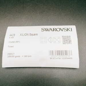 ☆未開封 スワロフスキー SWAROVSKI 4428 6mm crystal クリスタル 001 ルース XILION Square シリオンスクエア 360個 2/06/00 gross 裸石