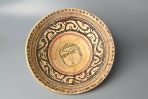  【 ペルシャ 人面文様鉢 サーマーン朝時代　8～10世紀頃 iranian bowl with human-faced ,Samanid Dynasty　】