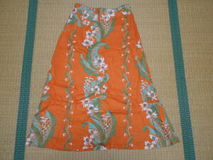 La mana aloha ラ マナ アロハ 花柄 ロングスカート M サイズ オレンジ色 鮮やか 南国 華やか 夏 レーヨン 100% レディース