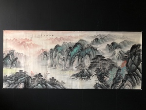 秘藏 中国近現代著名画家 張大千 秋江帆行 水墨画 極細工 古美味 古美術 Z0427