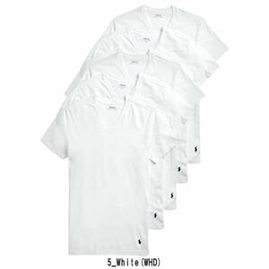 ※訳あり アウトレット POLO RALPH LAUREN(ポロ ラルフローレン)Vネック Tシャツ 5枚セット NCVNP5 5_White(WHD) Lサイズ