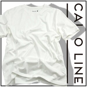新品 CAL O LINE 【一枚で様なる!】 日本製 Vガゼット SOLID COLOR T-SHIRT 半袖 Tシャツ ホワイト L 白 ★352446 キャルオーライン