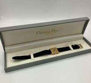 1円スタート クリスチャン ディオール Christian Dior D60-150 ラ・パリジェンヌクォーツ 箱付 腕時計 Watch ゴールドカラー スクエア