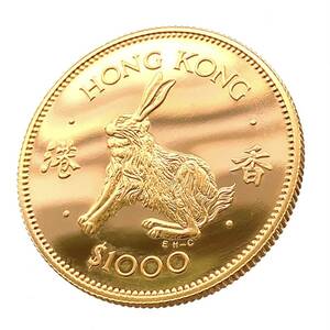 干支卯金貨 ウサギ 香港 1987年 22金 15.8g コイン イエローゴールド コレクション Gold