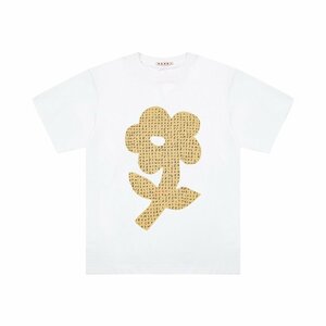 マルニ Tシャツ レディース 半袖 MARNI 花柄 おしゃれ t-shirt オーガニックコットン カジュアル ロゴ 白 40サイズ