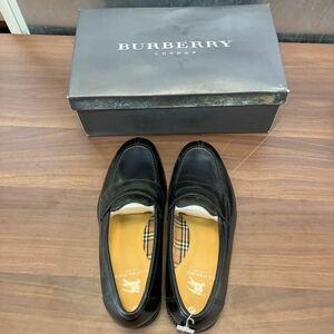 BURBERRY LONDON 革靴 25センチ黒 箱あり バーバリー ロンドン ローファー シューズ ブラック ビジネス革 レザーシューズ ビジネスシューズ