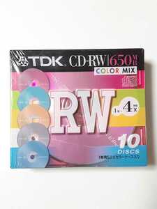 TDK　CD-RW　650MB　COLOR MIX　10枚組　5mmカラーケース　データ用　4倍速対応　繰り返し　ピンク　ブルー　オレンジ　グレー　グリーン