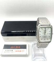 【1円〜/SEIKO/ALBA/極美品】セイコー アルバ ALBA クォーツ デイデイト 純正ベルト V733-5A10 男性用メンズ 腕時計 テスター稼働 現状不動