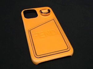 1円 FENDI フェンディ レザー iPhone12/12Pro対応 アイフォンケース スマホケース メンズ レディース オレンジ系 AZ1196