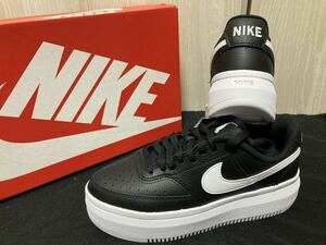 新品24cmナイキコートビジョンアルタブラック LTR COURTVISIONエアフォース1AF1好きに厚底スニーカーNIKEレディーススニーカー