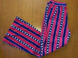 W30×L30★1970’ｓ～ネオ・ビンテージ！古着 アメリカ国旗 ベルボトム フレアパンツ ブーツカット ソウル ヒッピー ウッドストック