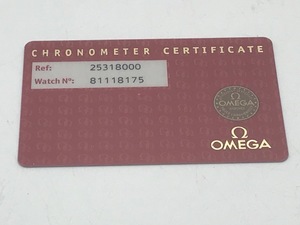 OMEGA　オメガ　シーマスター300　ラージ用　ギャランティ　クロノメーターカード　純正品