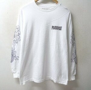 ◆WACKOMARIA ワコマリア 袖ドラゴン＆PARADISE L/S TEE プリント ロンT 長袖 Tシャツ 白 サイズM　汚れあり