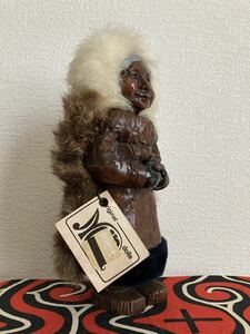 【KIANA】アラスカンドール NUNI 木彫り風人形 エスキモー イヌイット 北米 先住民 インディアン 70s カナダ 北方民族 