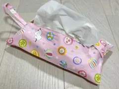 シマエナガとキャンディ＊ピンク＊ソフトパック専用吊り下げティッシュカバー