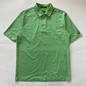 NIKE ナイキ タイガーウッズコレクション ポロシャツ ゴルフウェア ボーダー 刺繍 グリーン コットンポリエステル XL