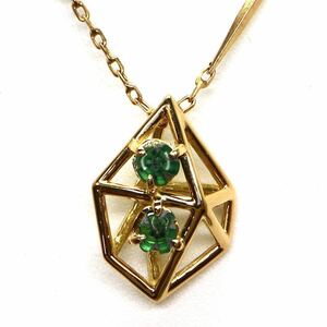 ソーティング付き!!◆K18 天然トラピッチェエメラルドネックレス◆A 約2.5g 約40.0cm emerald necklace EB0/EB0