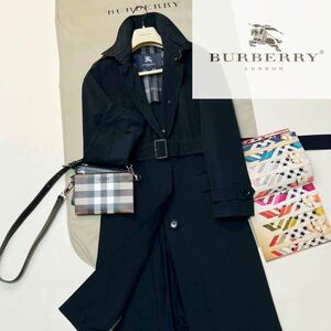 K37【collectionデザイン】参考価格18万●超美品BURBERRY LONDON●極上なめらか質感●トレンチコート バーバリーコート レディース　44