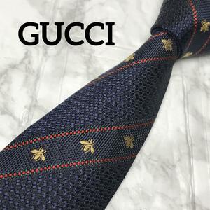 GUCCI グッチ ネクタイ　ストライプ　ビー ハチ