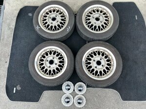 引き取り可　BBS　RG038　14×6J　＋40　PCD114.3　4本　スズキカプチーノで使用　1本パンク　中古品