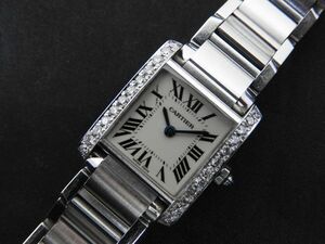 Cartier　カルティエ　タンクフランセーズSM　2384　腕時計　レディース　クオーツ　アフターダイヤ　動作未確認品　管理番号w113