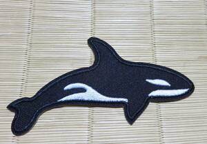 黒白鯱　◆新品 シャチ　鯱　Orcinus orca　刺繍ワッペン激渋◆自動車　オートバイ　バイク◎映画　ムービー　アニメ　音楽　ミュージック