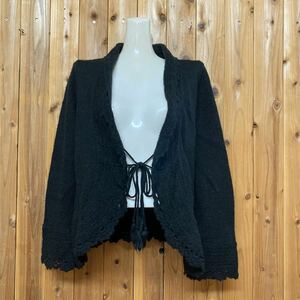PINKHOUSE ＊ ピンクハウス ■ 暖か モヘヤ混紡 ニットカーディガン 編み込み ブラック 黒 ニット羽織り セーター 