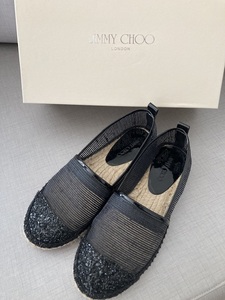 【中古美品 １回着用】ジミーチュウ JIMMY CHOO★エスパドリーユ★ブラック ラメ★サイズ36