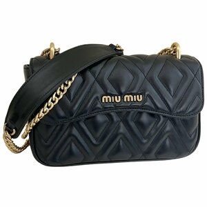 MIU MIU　ミュウミュウ　バッグ　マテラッセ　チェーン　ミニ　ショルダー　キルティング　ソフトカーフ　5BD138　斜め掛け　ブラック