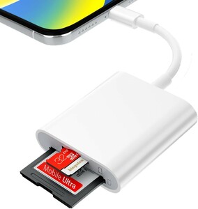 2in1 iphone/ipad SDカードリーダー sdカードカメラリーダー SD/TF対応可能 カメラアダプタ 双方向データ転送 高速転送 変換アダプター