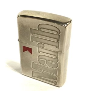 1円 ジッポ オイルライター マルボロ MARLBORO シルバーカラー 喫煙具 喫煙グッズ 3.5㎝×5.5㎝ ZIPPO 保存箱付き